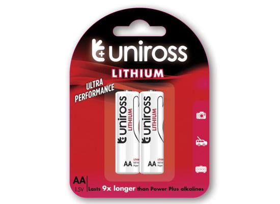 Uniross AA Lithium Batteries 1.5V Pack of 2